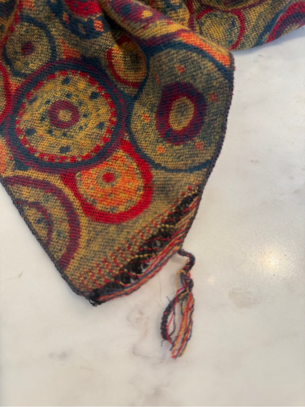 100% Cashmere Reversible Wrap Shawl Scarf Multicolor Circular Print - Picture 6 of 6